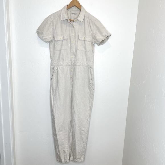 Outerknown S.E.A. Linen Suit Womens Small Ivory Utility Workwear Jumpsuit - Picture 1 of 10
